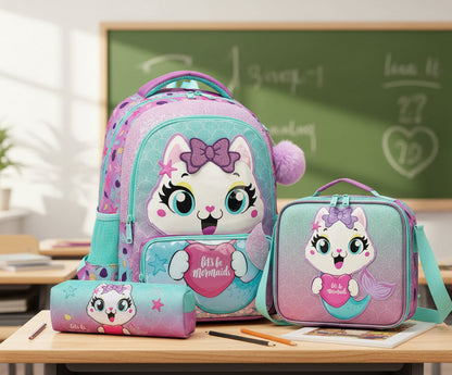Girls Backpack With Lunch Bag and Pen Case