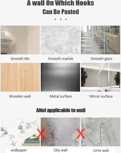10Pcs Self Adhesive Wall Hooks Strong Without Drilling
